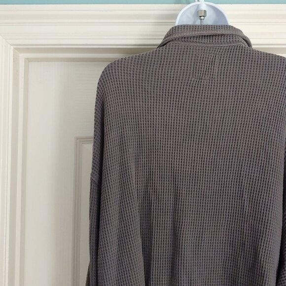Aerie Women’s Shirt Lumberjack Waffle Knit Oversized Gray Layer Lagom XXL - Picture 9 of 14